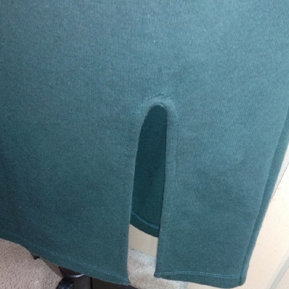 Dark Green Full-Length Hooded Coat with Textured Fabric - Picture 6 of 6